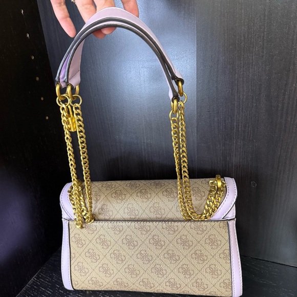 GUESS Katey Flap Shoulder Bag Lilac Rare Quilted Purse Crossbody Lavender Cream - Picture 4 of 15
